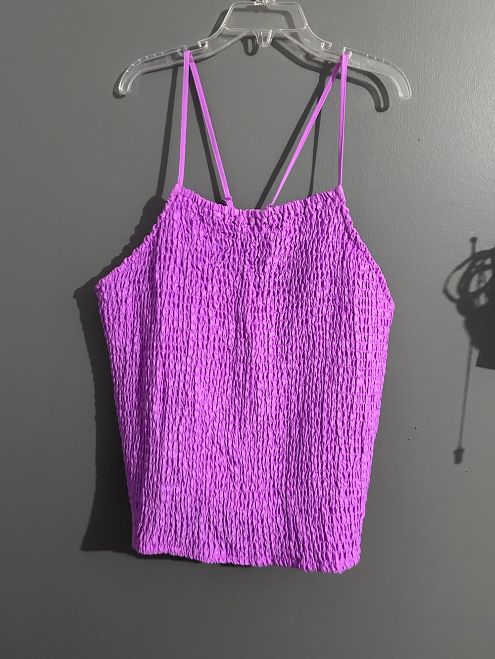 a new day Purple Smocked Spaghetti Strap Tank